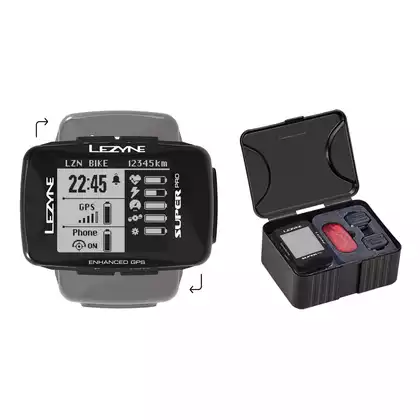 Licznik rowerowy LEZYNE SUPER PRO GPS HRSC LOADED (w zestawie opaska na serce + czujnik prędkości/kadencji) (NEW)LZN-1-GPS-SPR-V404-HS