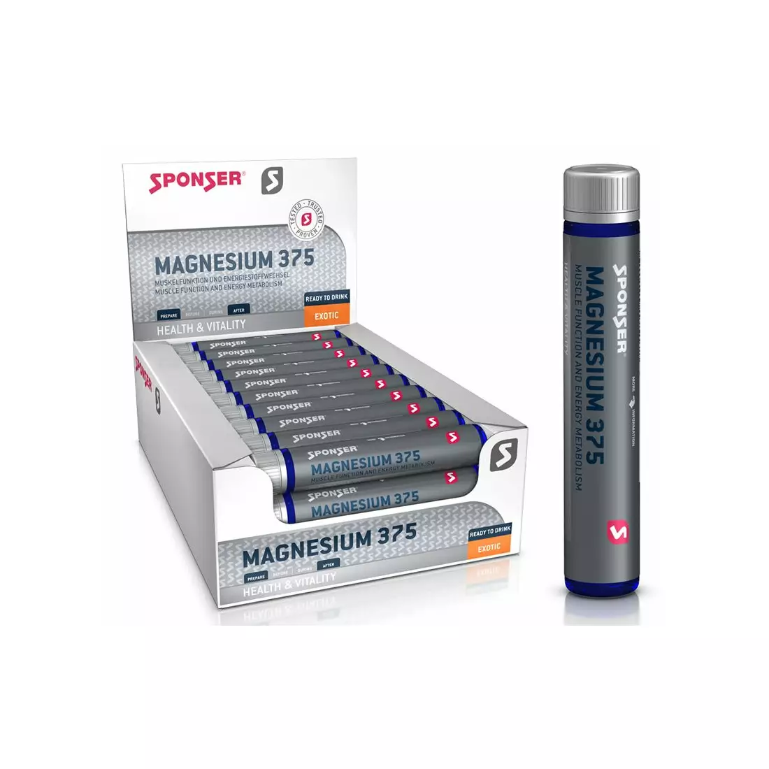 Magnez SPONSER MAGNESIUM 375 w ampułkach (pudełko 30 ampułek x 25g) 