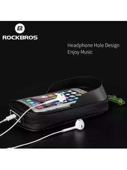 Rockbros Hard Shell torebka na telefon na ramę z bocznymi kieszeniami 6.2&quot; czarna B53-6.2