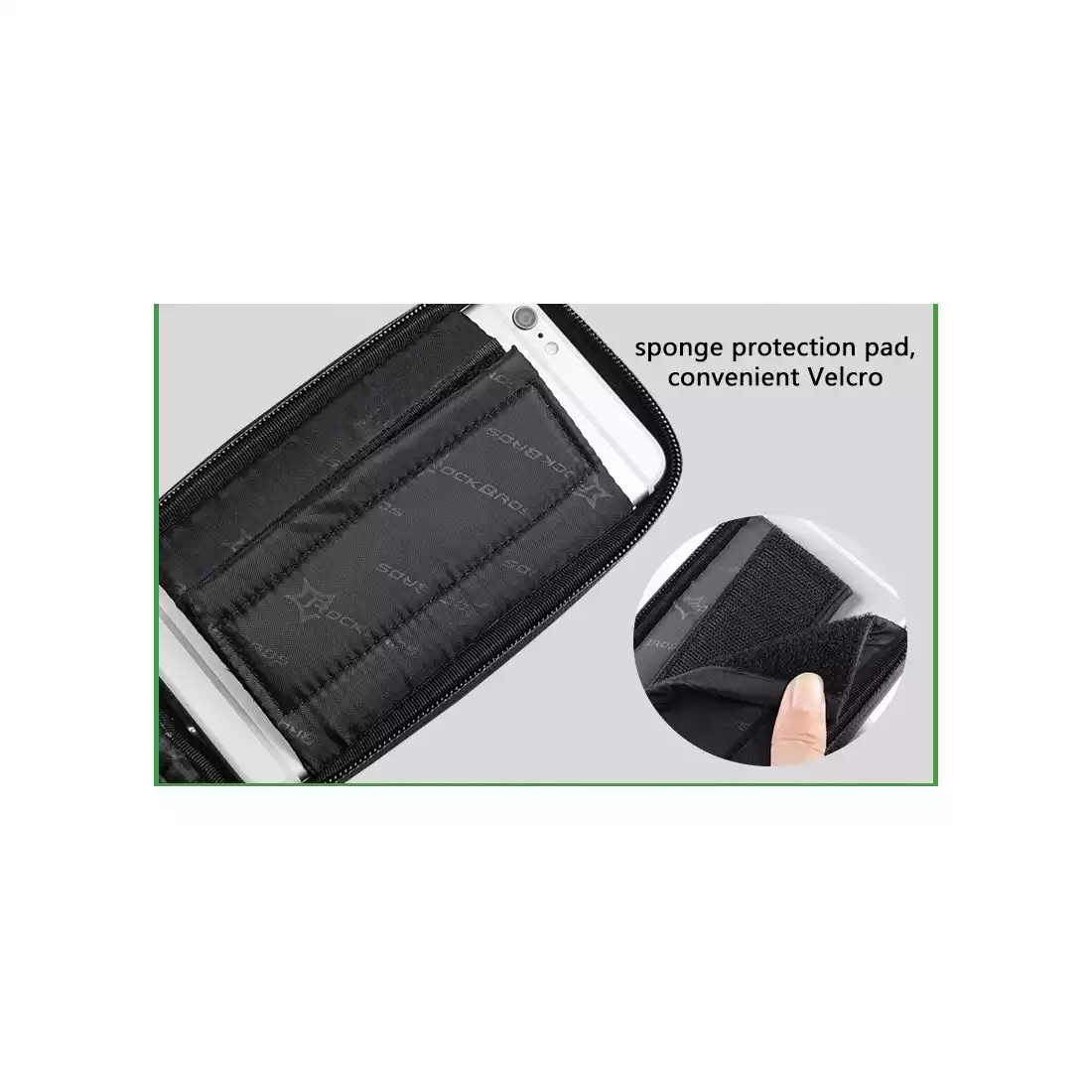 Rockbros torebka na telefon na ramę w obudowie, czarno-zielona 021-1G