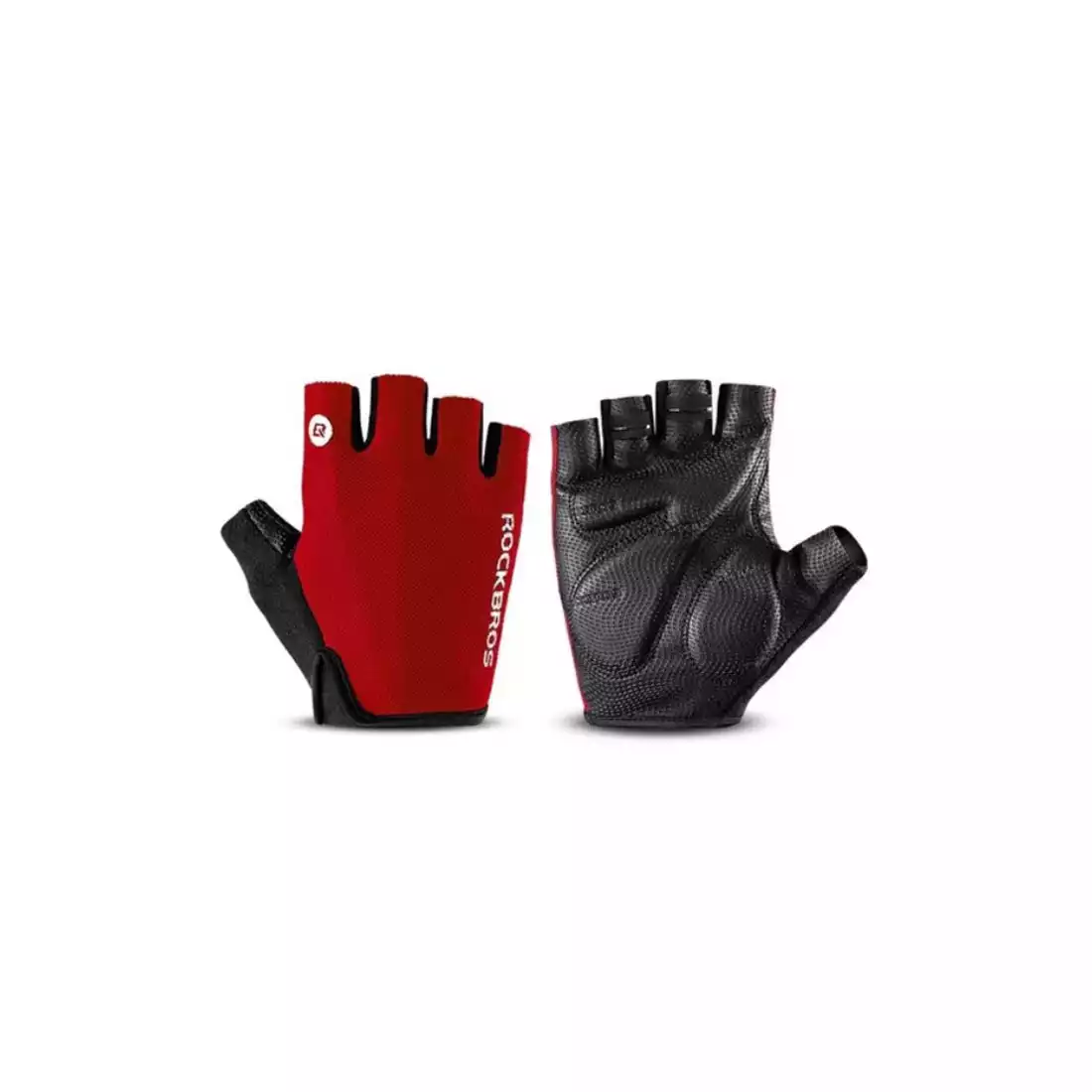 Rockbros rękawiczki rowerowe krótki palec, czarny-czerwony S106R