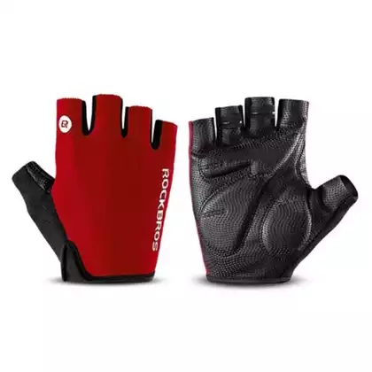 Rockbros rękawiczki rowerowe krótki palec, czarny-czerwony S106R