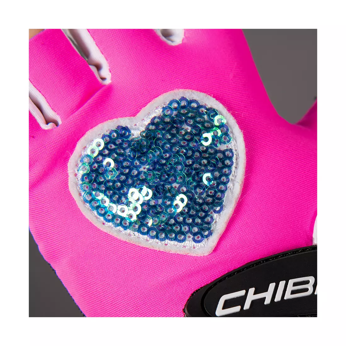 CHIBA COOL KIDS dziecięce rękawiczki rowerowe różowe/serce