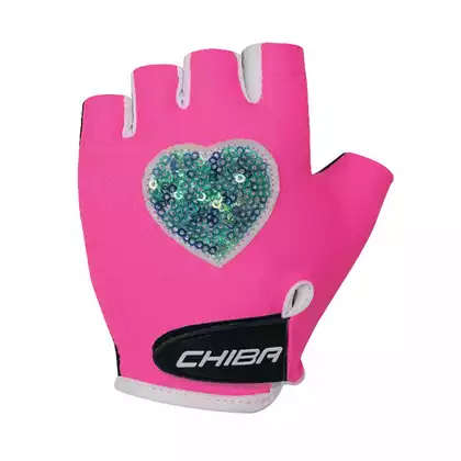 CHIBA SS21 rękawiczki COOL KIDS różowe serce L 3050518RS-4