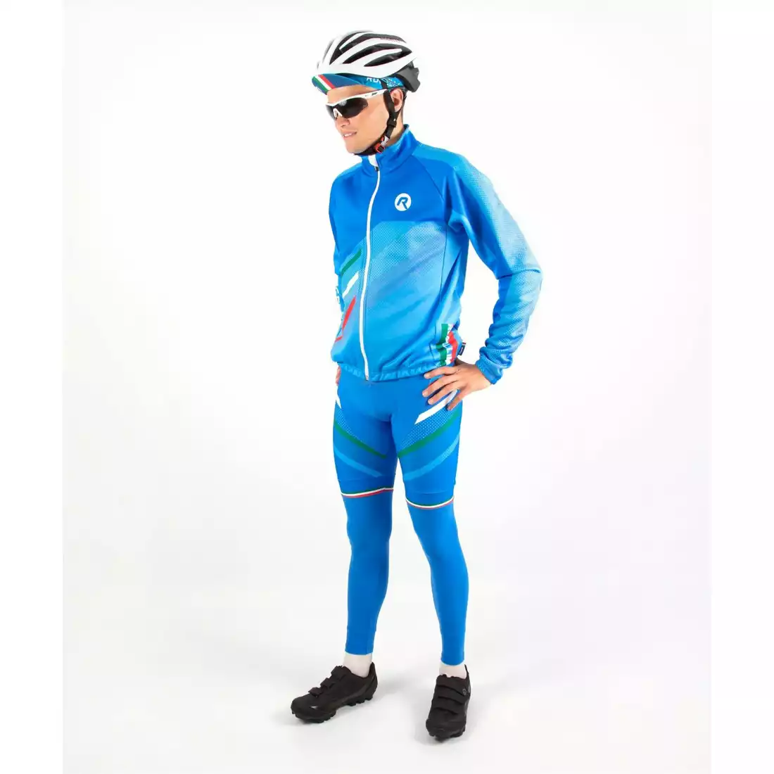 ROGELLI ocieplane spodnie rowerowe męskie na szelkach TEAM 2.0, blue
