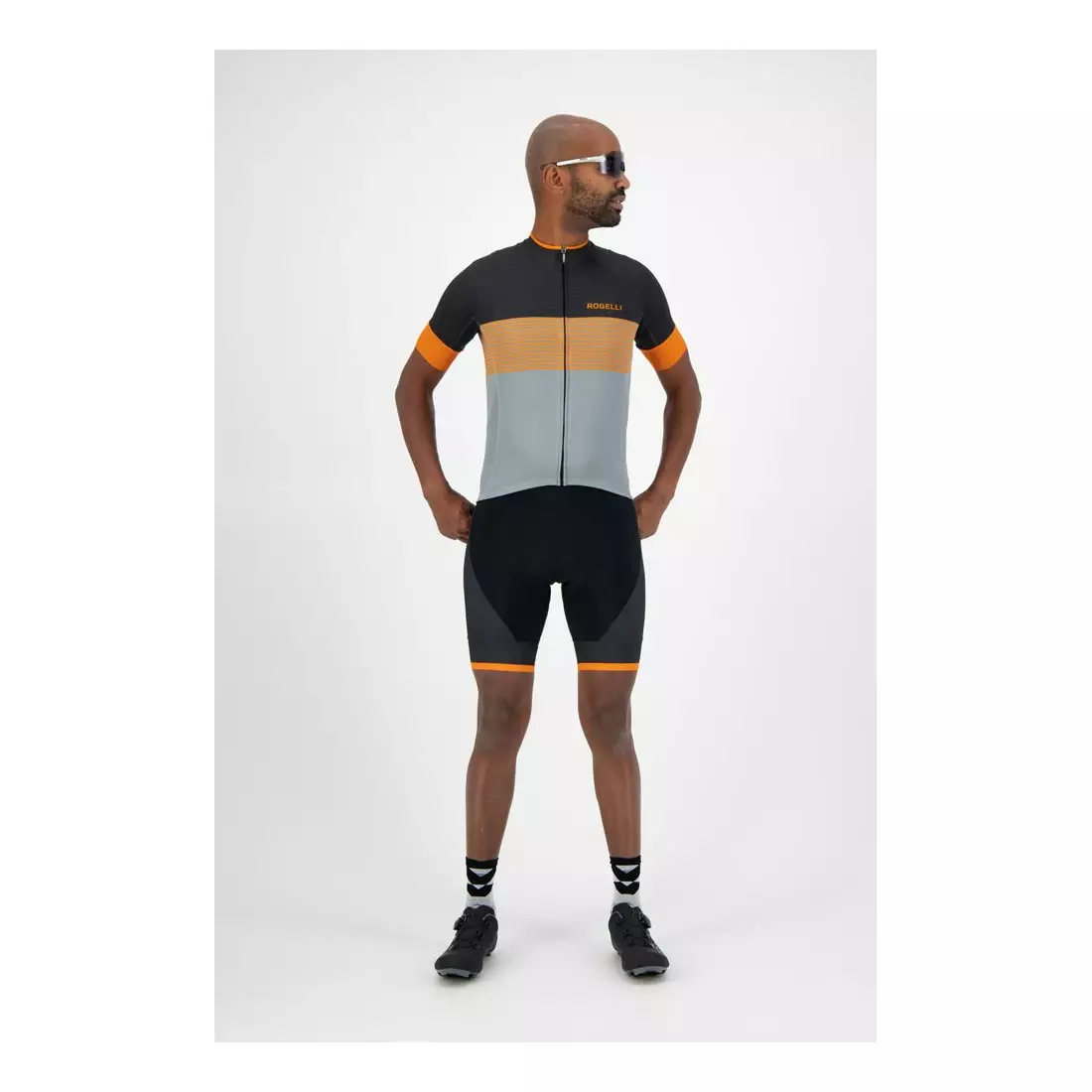 ROGELLI spodenki rowerowe męskie na szelkach FUSE black/orange