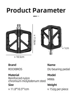 Rockbros pedały platformowe nylon, czarne M906-BK