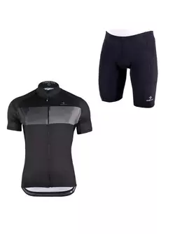 [Set] DEKO STYLE-0421 męska koszulka rowerowa z krótkim rękawem, czarny + DEKO POCKET spodenki rowerowe bez szelek, czarny