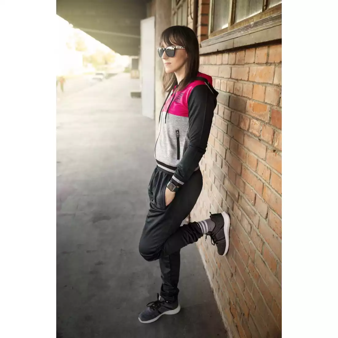 FORCE ADRIANA damska bluza sportowa, czarno-różowa