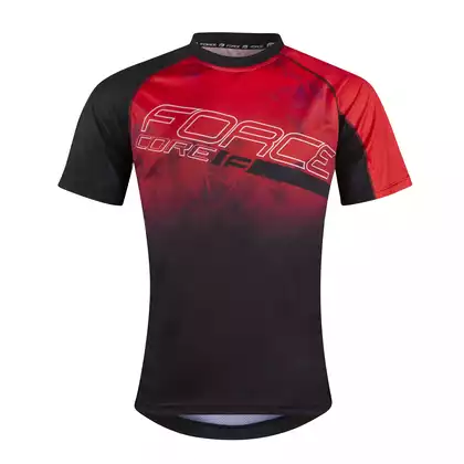 FORCE MTB CORE luźna koszulka rowerowa, czerwono-czarna