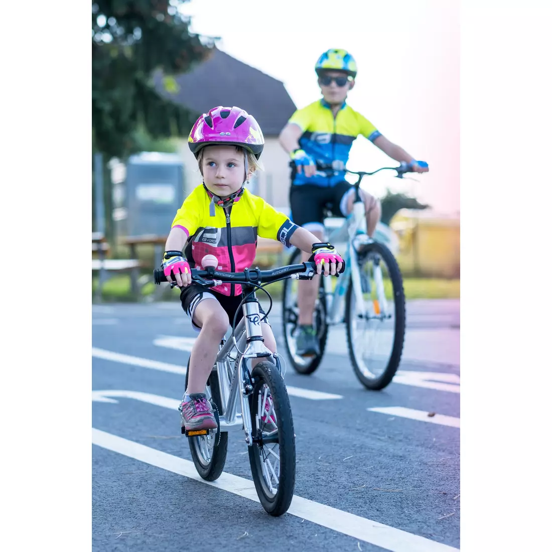 FORCE koszulka rowerowa dziecięca FORCE KID-3 SQUARE fluo/pink 9001042