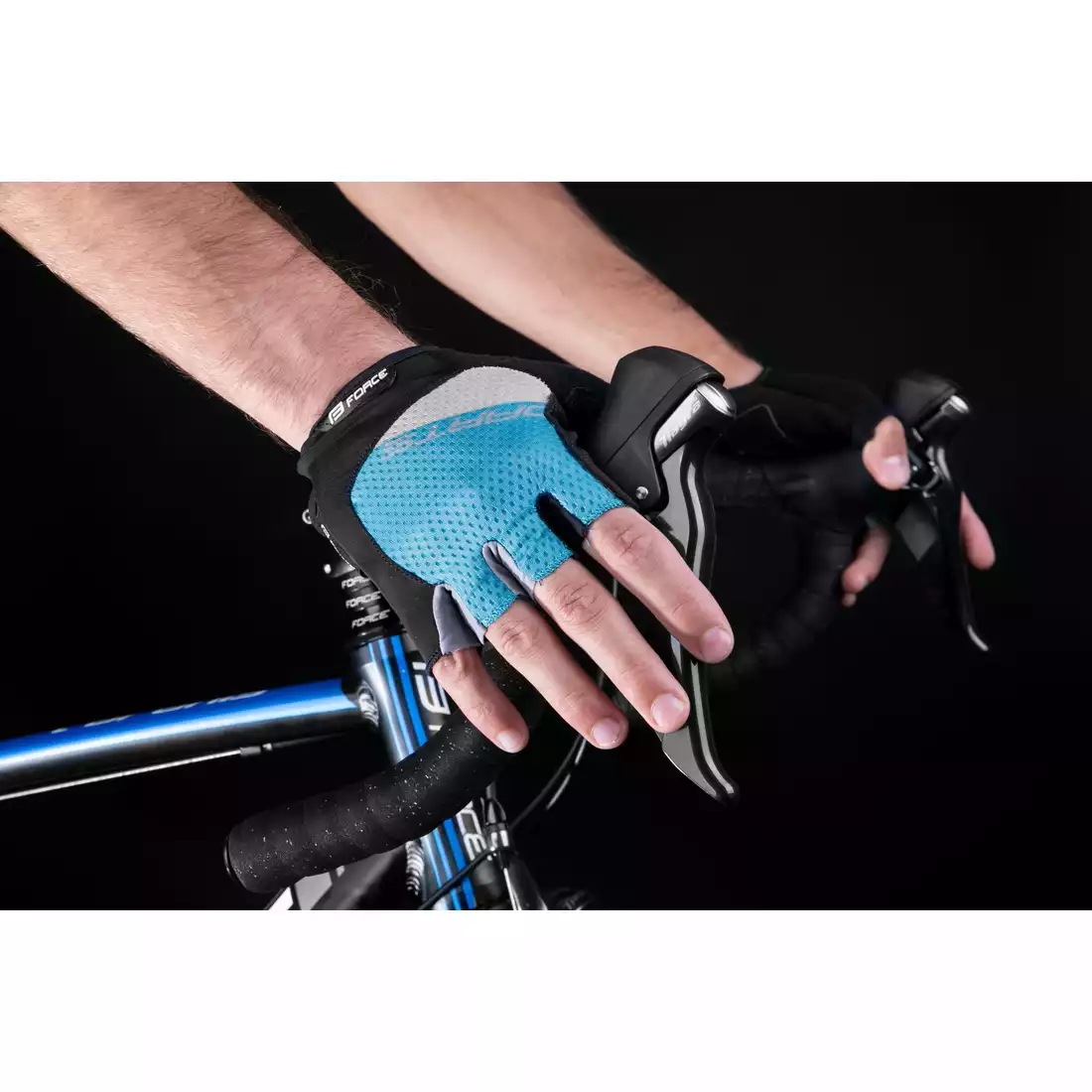 FORCE rękawiczki rowerowe DARTS, niebiesko-szare, 9052634