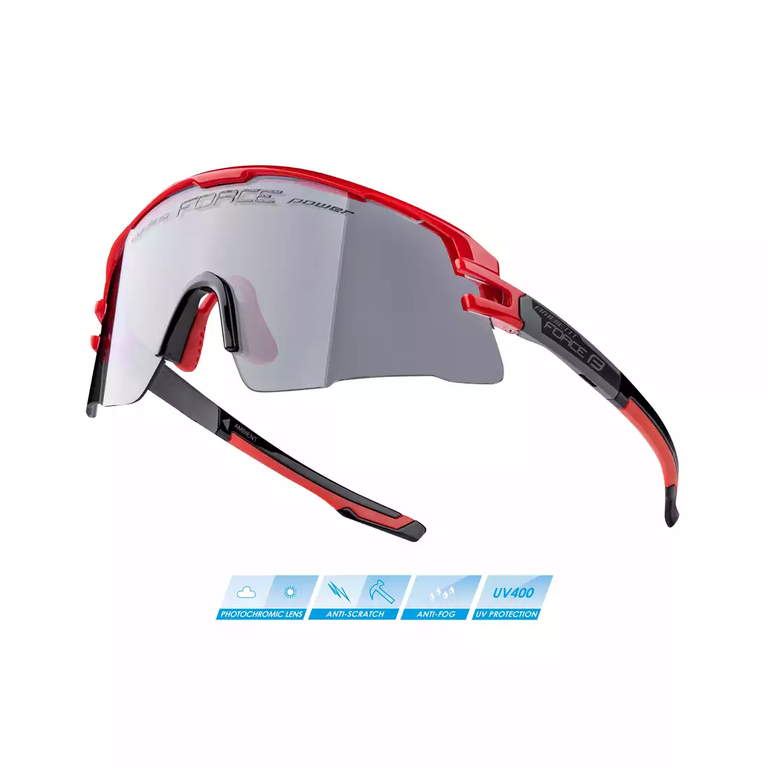 FORCE AMBIENT Okulary sportowe fotochromowe, czerwono-szare
