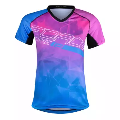FORCE MTB CORE Koszulka rowerowa damska, różowo-niebieska 