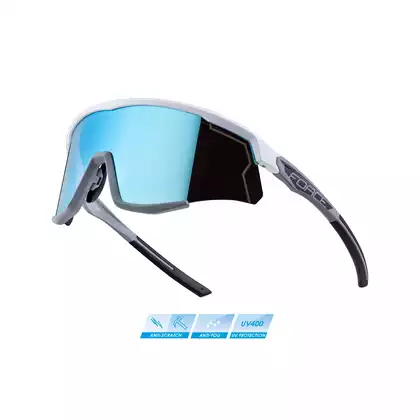 FORCE SONIC okulary rowerowe / sportowe, biało-szare