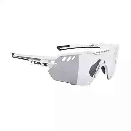 FORCE okulary sportowe AMOLEDO, białe fotochromowe szkła 910872