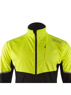 KAYMAQ JWS-004 męska zimowa kurtka rowerowa softshell fluor żółty-czarny