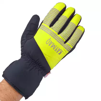 KAYMAQ GLW-002 zimowe rękawiczki rowerowe, czarny-fluor