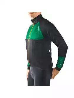 KAYMAQ JWS-002  męska zimowa kurtka rowerowa Softshell, czarny-zielony