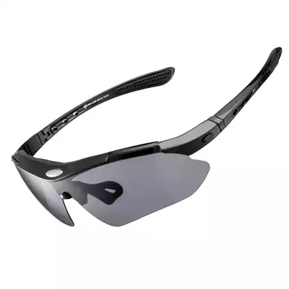 Rockbros 10003 okulary rowerowe / sportowe z polaryzacją 5 soczewek wymiennych czarne