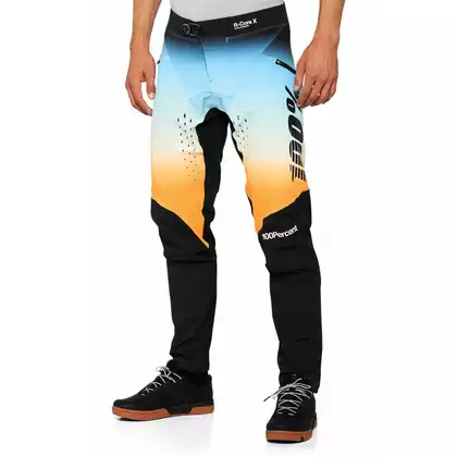 100% R-CORE X Spodnie rowerowe męskie Limited Edition, czarno-pomarańczowe