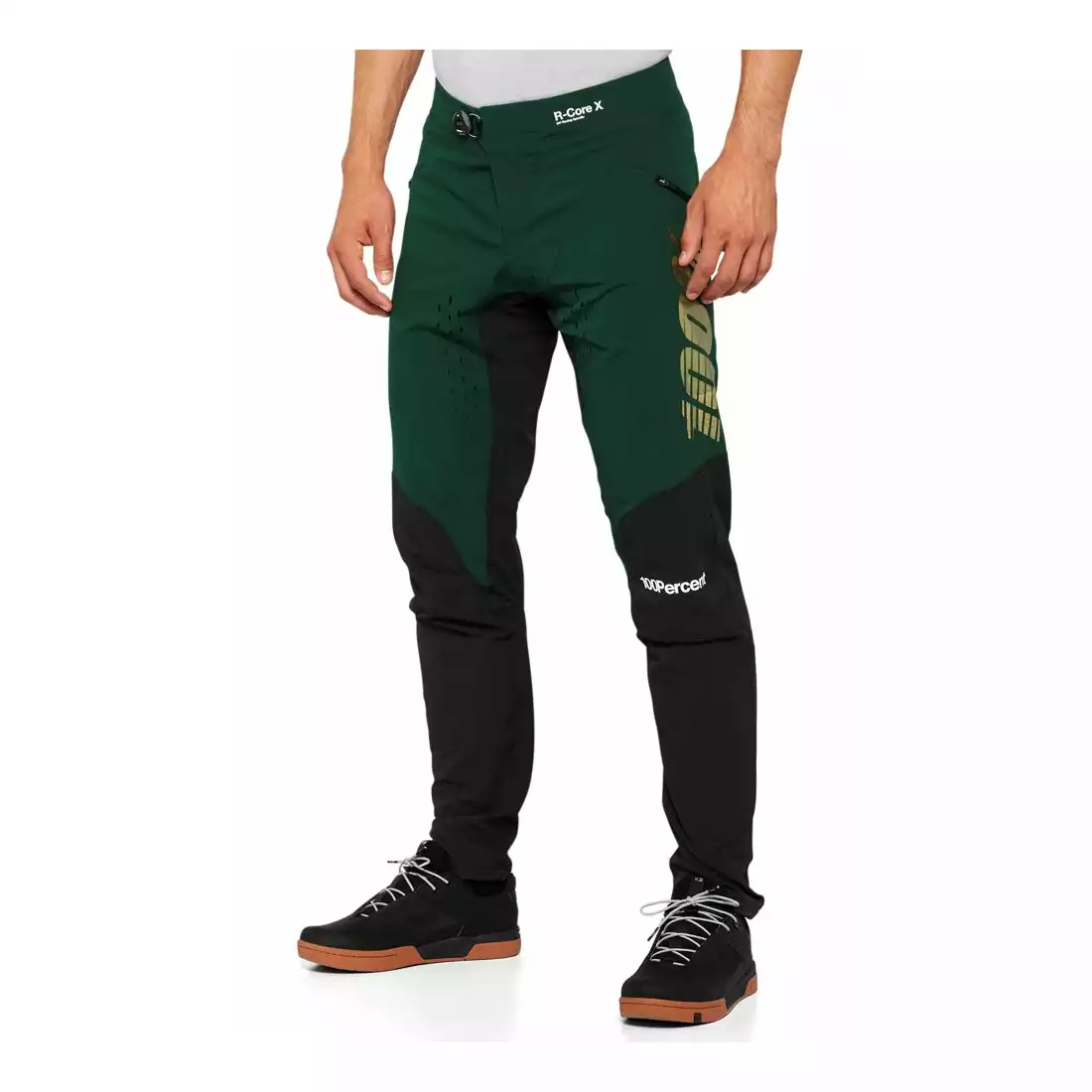 100% R-CORE X Spodnie rowerowe męskie Limited Edition, zielono-czarne