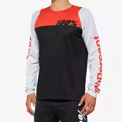 100% R-CORE męska koszulka rowerowa z długim rękawem, black racer red 