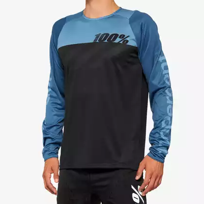 100% R-CORE męska koszulka rowerowa z długim rękawem, black slate blue 