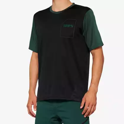 100% RIDECAMP męska koszulka rowerowa, black/forest green 