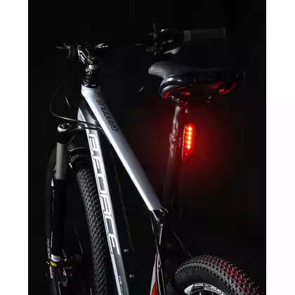 FORCE Lampka rowerowa tylna DOT 20LM, 5x LED, USB 45365