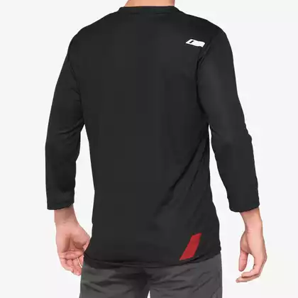 100% AIRMATIC 3/4 Sleeve męska koszulka rowerowa, black red