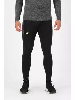 Rogelli ENJOY męskie ocieplane spodnie do biegania, czarno-odblaskowe