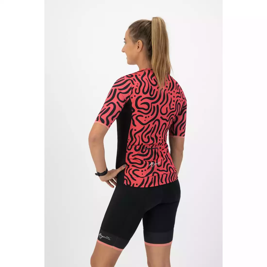 Rogelli ABSTRACT damska koszulka rowerowa, różowo-czarna 