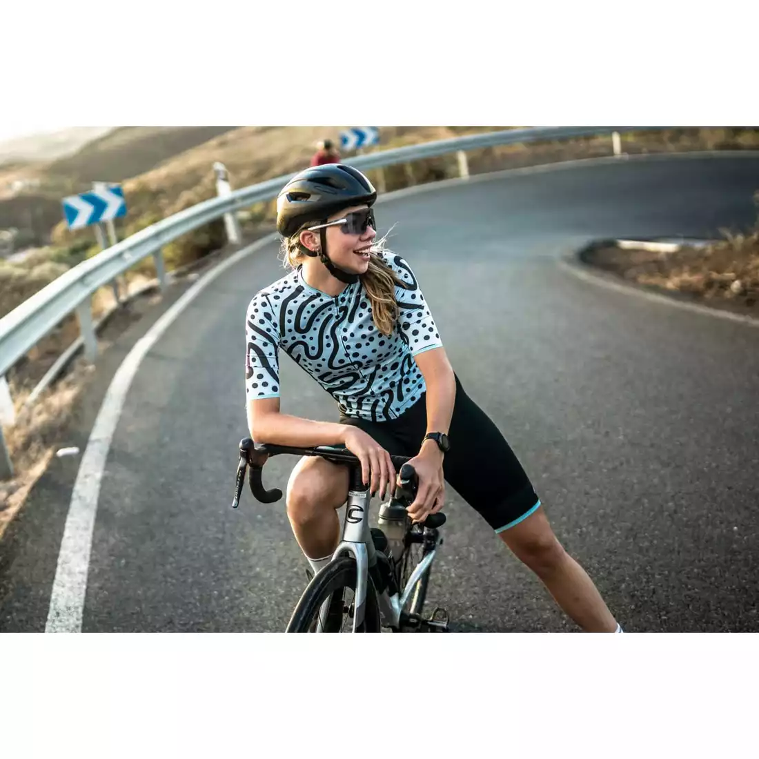 Rogelli ABSTRACT damska koszulka rowerowa, turkusowo-czarna