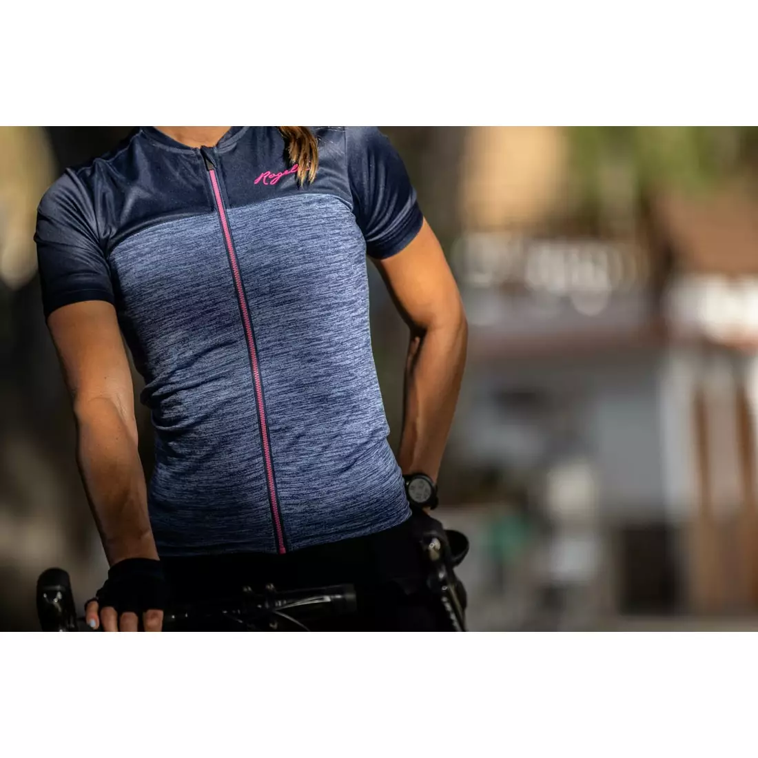 Rogelli MELANGE damska koszulka rowerowa, granatowo-różowa