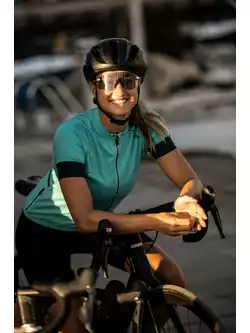 Rogelli MODESTA damska koszulka rowerowa, turkusowo-czarna