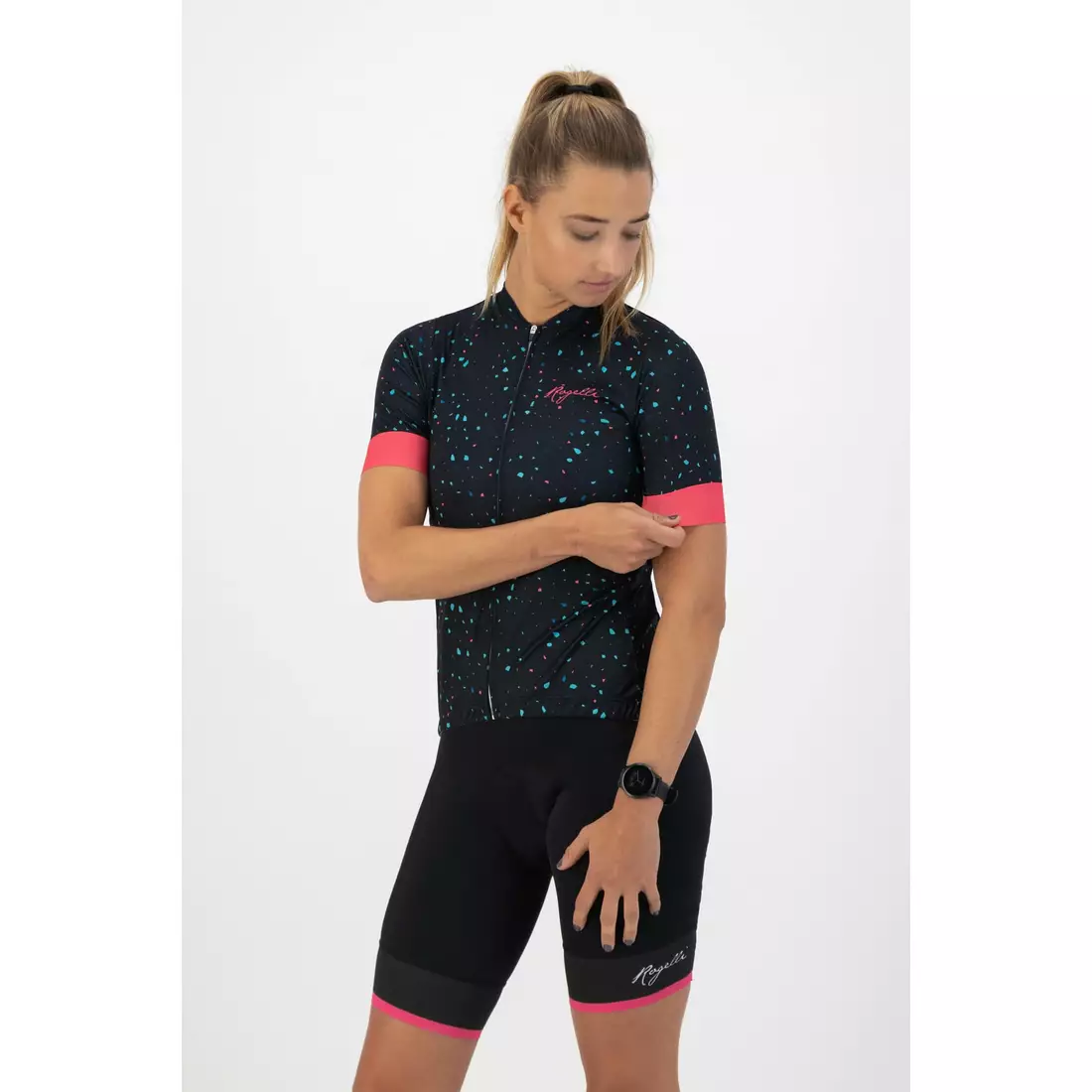 Rogelli TERRAZZO damska koszulka rowerowa, granatowo-różowa