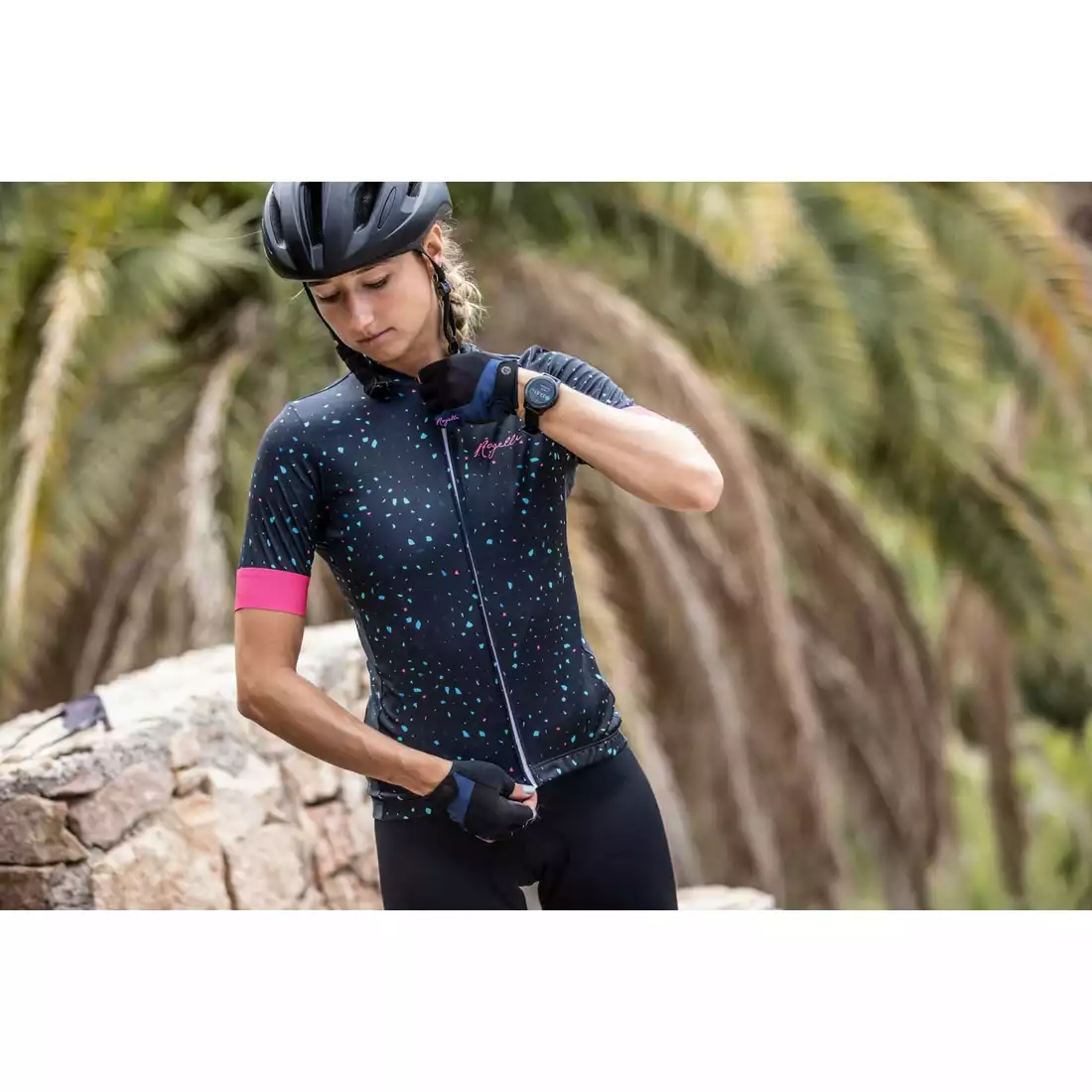 Rogelli TERRAZZO damska koszulka rowerowa, granatowo-różowa