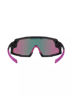 FORCE GRIP Okulary sportowe, fioletowe soczewki REVO, czarno-różowe