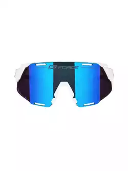 FORCE GRIP Okulary sportowe, niebieskie szkła REVO, białe