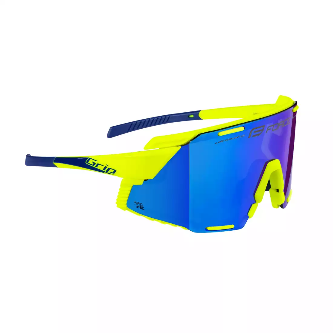 FORCE GRIP Okulary sportowe, niebieskie szkła REVO, fluo 