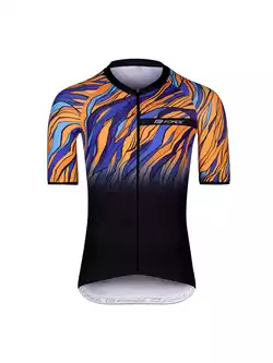FORCE LIFE Koszulka rowerowa męska, czarno-niebiesko-pomarańczowa