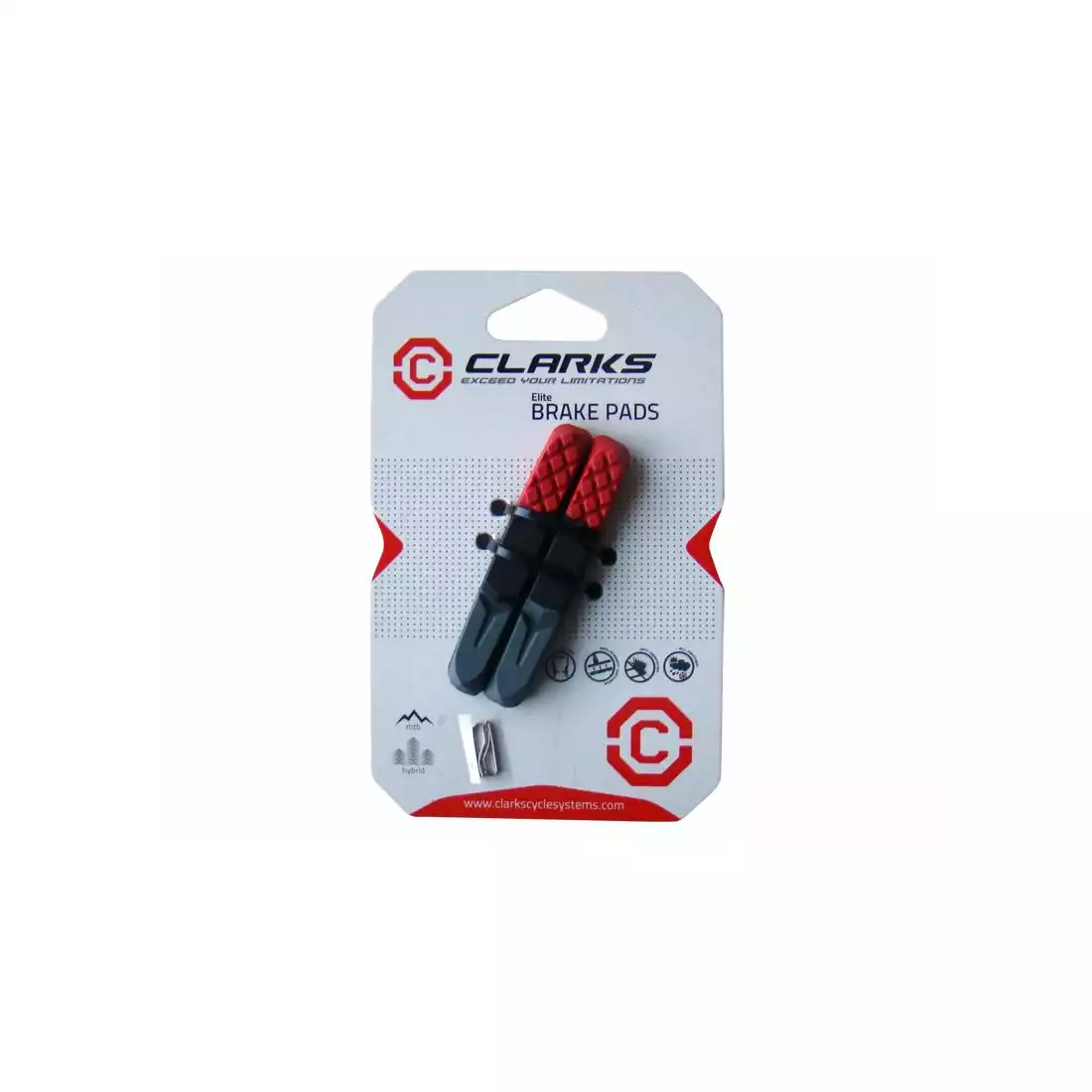 CLARKS CPS501 Okładziny hamulcowe do hamulców MTB V-Brake, czerwono-czarno-szare 