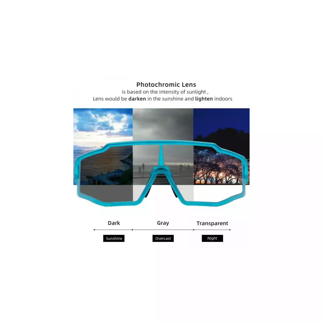 Rockbros SP225BL okulary rowerowe / sportowe z fotochromem niebieskie