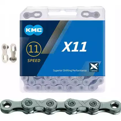 KMC X11 łańcuch rowerowy 11-rzędowy, 118 ogniw, szary