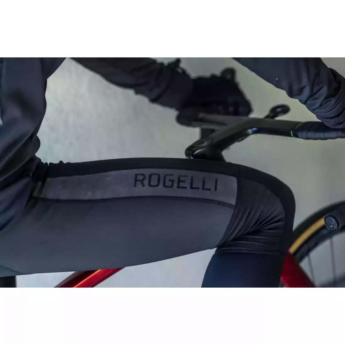 Rogelli DEEP WINTER męskie ocieplane spodnie rowerowe na szelkach, czarne 