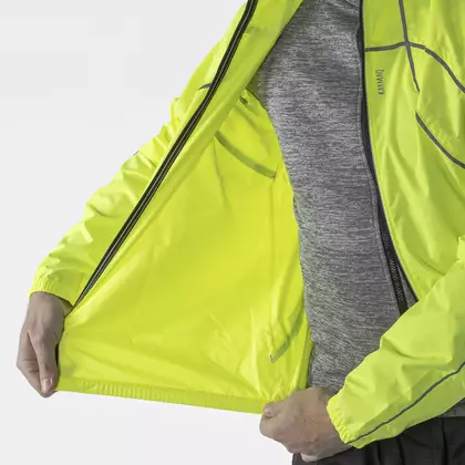 KAYMAQ J1 męska przeciwdeszczowa kurtka rowerowa, fluor żółty