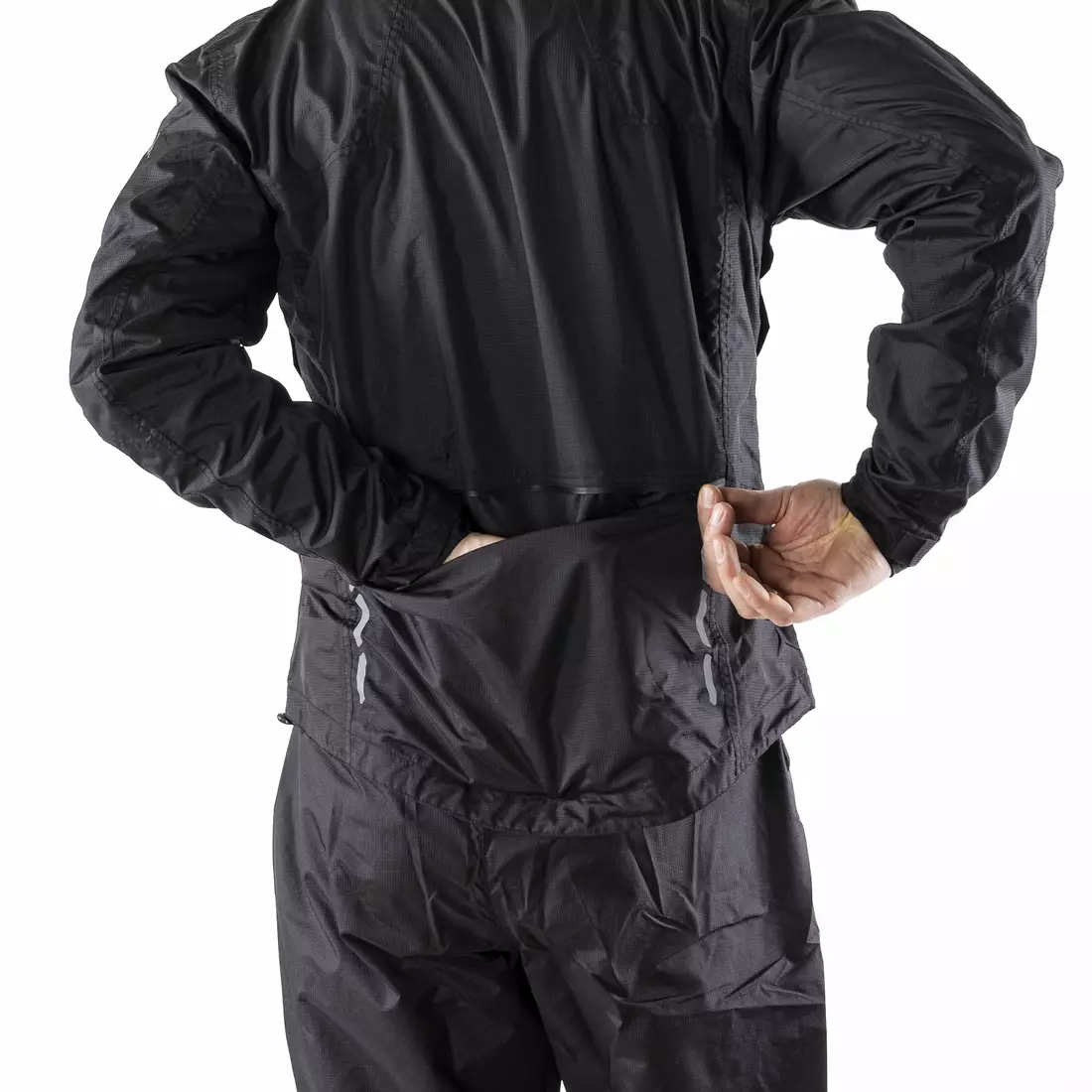 KAYMAQ J2MH męska kurtka rowerowa przeciwdeszczowa z kapturem, czarna