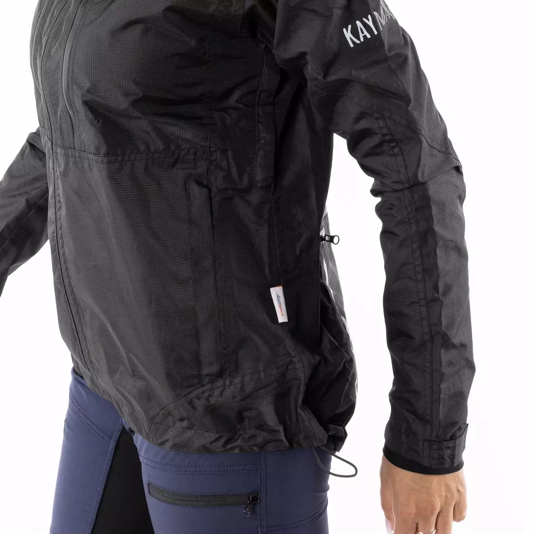 KAYMAQ J2WH damska kurtka rowerowa przeciwdeszczowa z kapturem, czarna