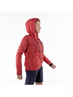 KAYMAQ J2WH damska kurtka rowerowa przeciwdeszczowa z kapturem, czerwona